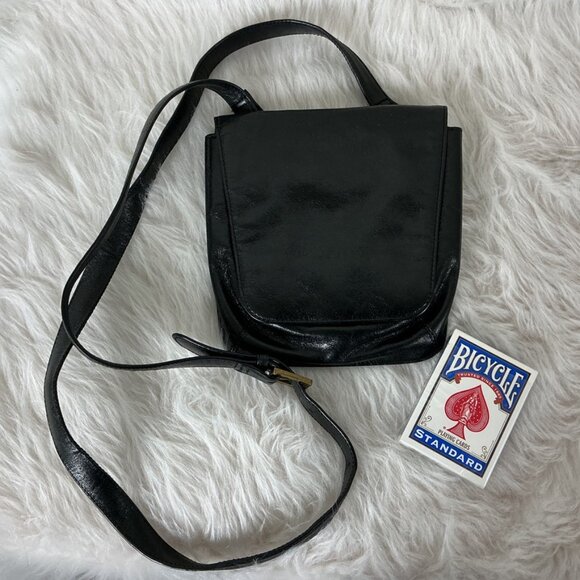 Hobo Black Leather ID Window Minimalist Crossbody Wallet Bag - Picture 2 of 7